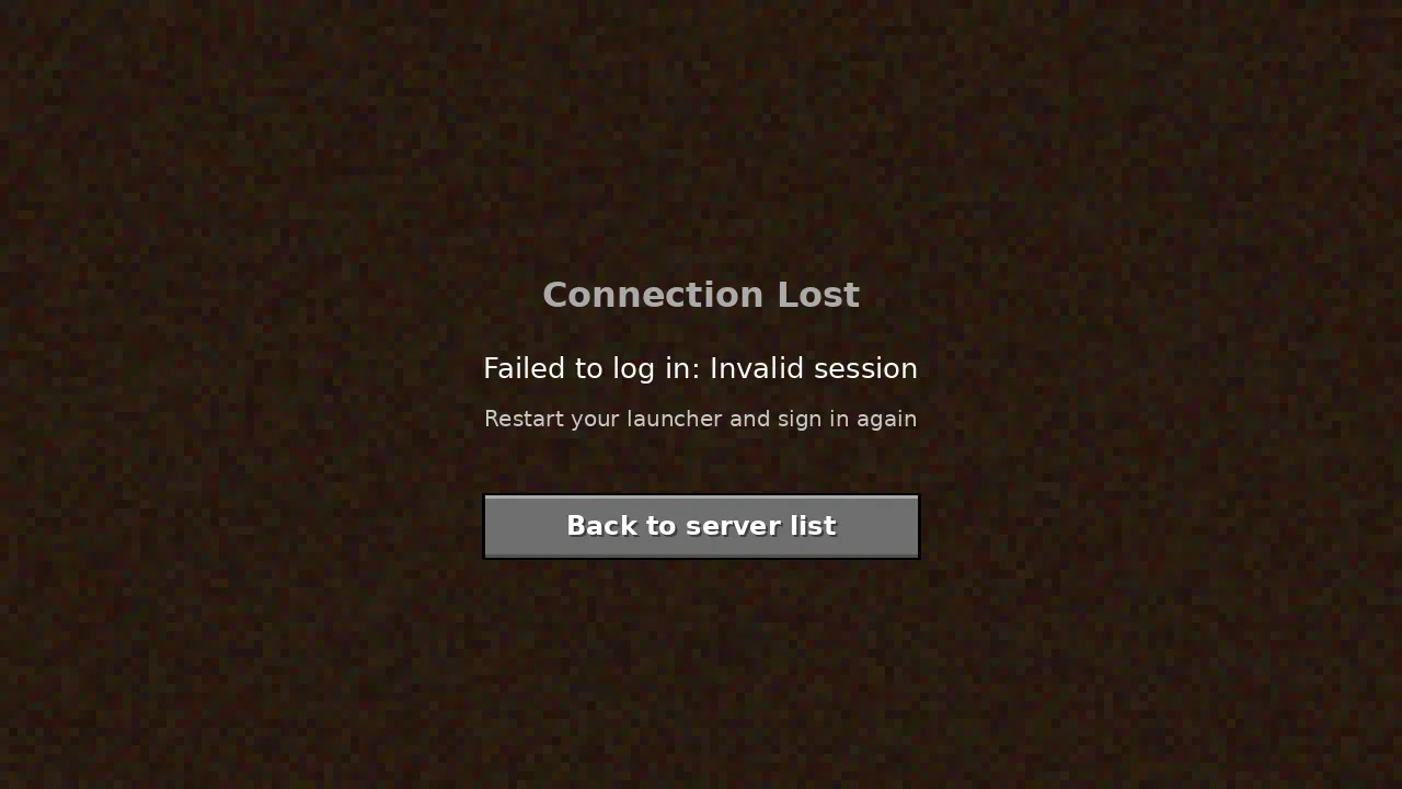 Minecraft connection lost screen showing failed to log in invalid session