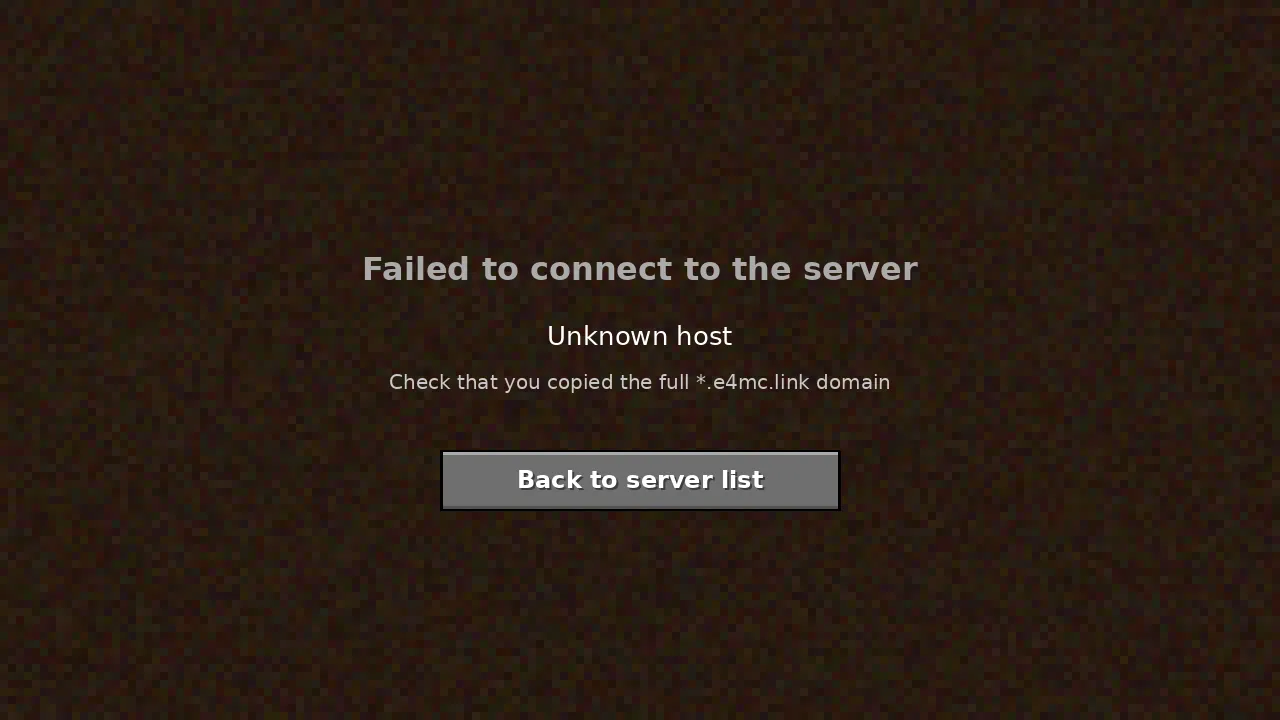 Minecraft failed to connect screen with an unknown host error